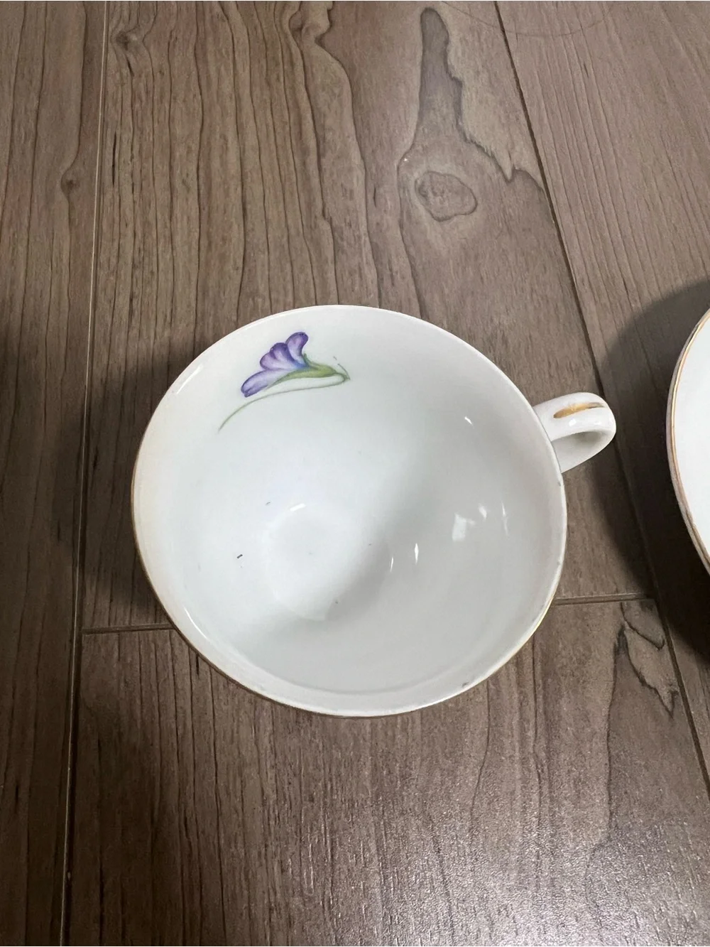 Cherry China Tea Cup and Saucer Set Made In Japan Purple Flower